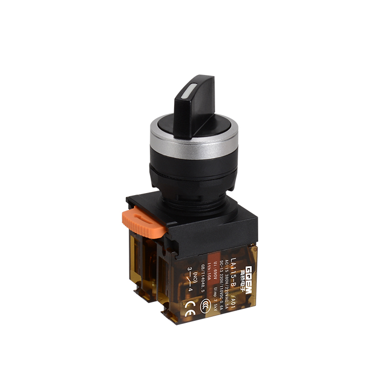 LA115-B5-11X/A01 1NO&1NC Maintained 2-Position Selector Switch Push Button With Black Short Handle And Without Light