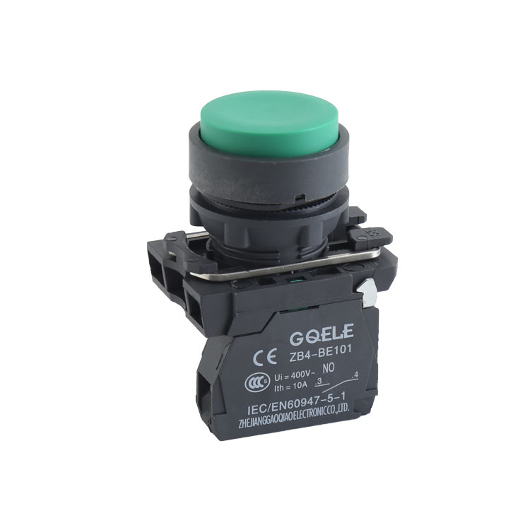 GXB4-EL31 1NO High Quality Momentary Extended Push Button With Spring Return Action And Round Shape Green Head