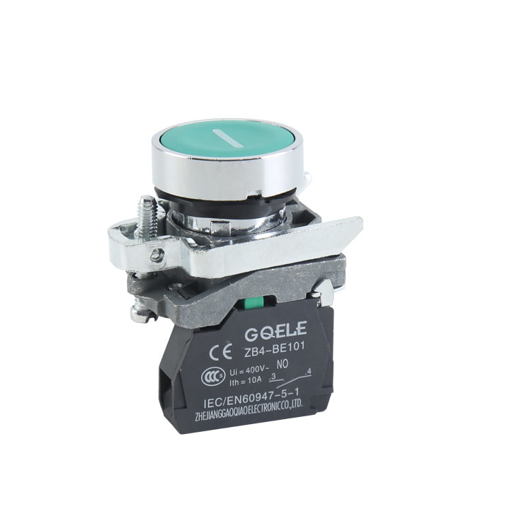 GXB4-BA3311 1NO Momentary Spring Return Flush Push Button With Round Shape Green Head And Symbol