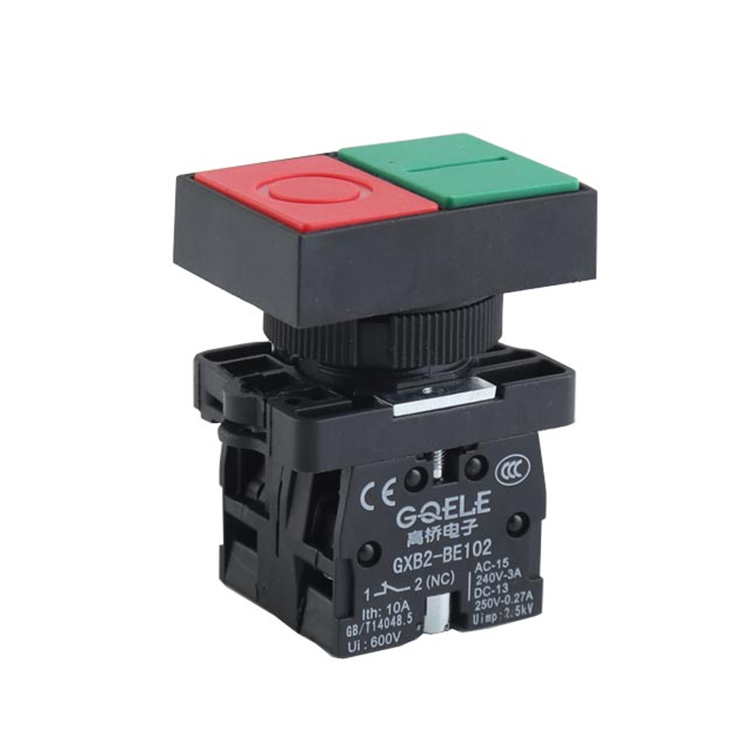 GXB2-EL8434 1NO & 1NC High Quality Marked Double Control Head Push Button With Green & Red Extended And Flush Head 